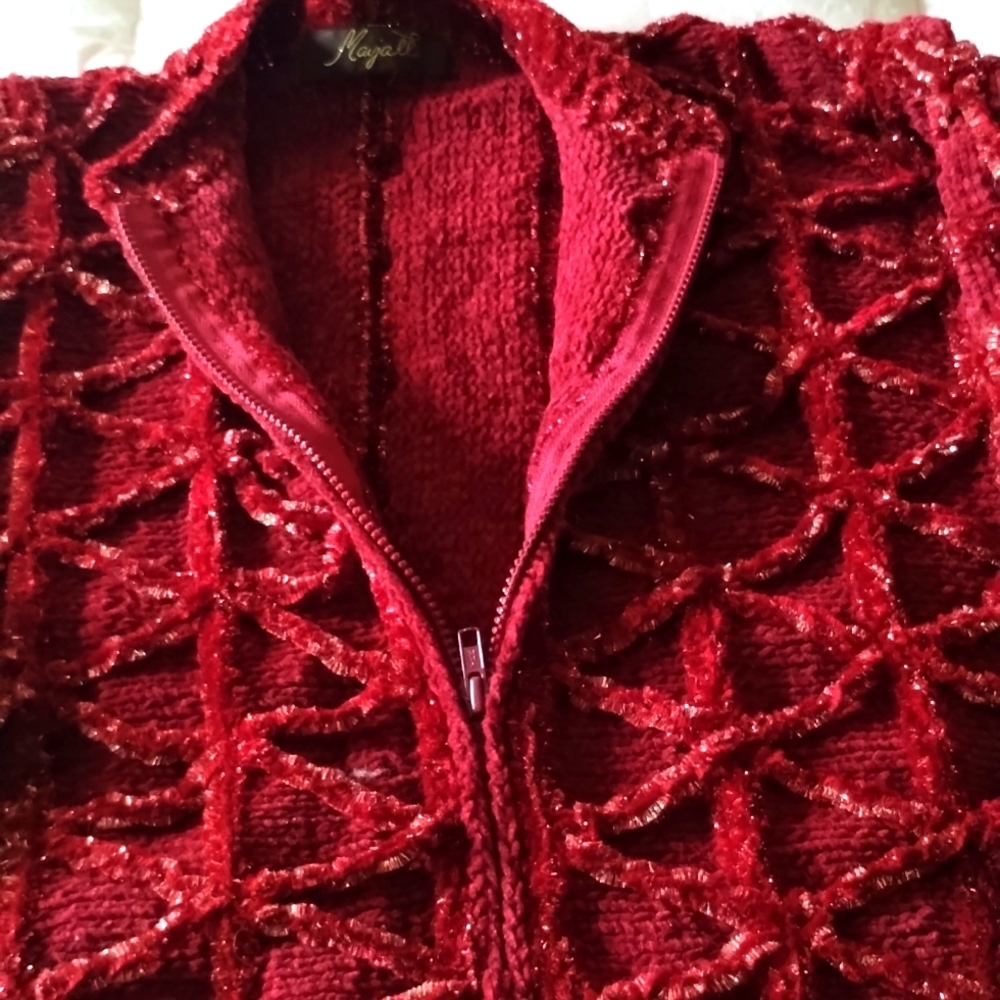NEW 🇨🇦 Vintage Wool Blend Sz XL Embroidered Hand Knit Sweater Jacket